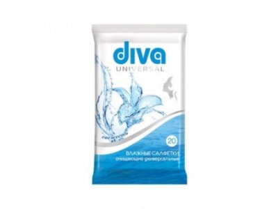 Купить diva (дива) салфетки влажные очищающие универсальные, 20 шт в Кстово