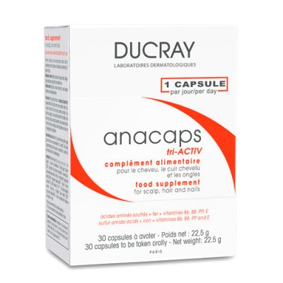 Купить дюкрэ анакапс (ducray аnacaps) три-актив для волос и кожи головы капсулы 30 шт бад в Кстово