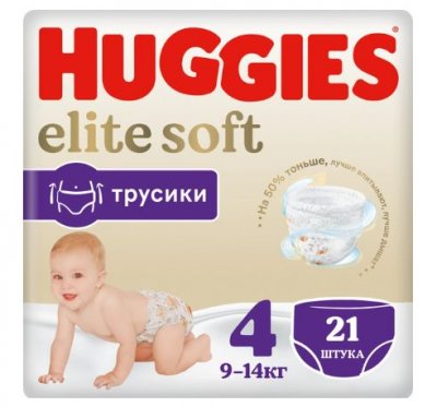 Купить huggies (хаггис) трусики elitesoft 4, 9-14кг 21 шт в Кстово