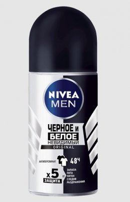 Купить nivea (нивея) для мужчин дезодорант шариковый невидимый черное и белое original, 50мл в Кстово