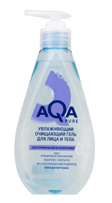 Купить aqa рure (аква пьюр) гель для лица и тела увлажняющий очищающий для нормальной и сухой кожи, 250 мл в Кстово