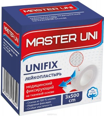 Купить пластырь master uni (мастер-юни) медицинский фиксирующий тканевая основа 3см х 5м в Кстово