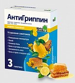 Купить антигриппин, порошок для приготовления раствора для приема внутрь, медово-лимонный 500мг+10мг+200мг, пакетики 5г, 3 шт в Кстово
