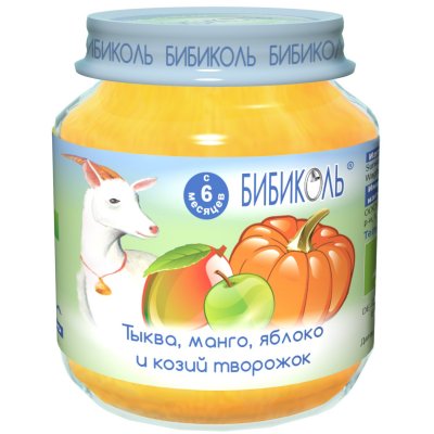 Купить бибиколь пюре тыква/манго/яблоко/козий творожок 125г  в Кстово
