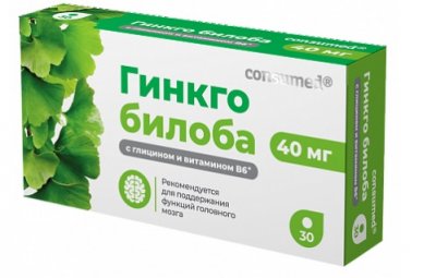 Купить гинкго билоба 40 мг+глицин+в6 консумед (consumed), таблетки 200мг, 30 шт бад в Кстово