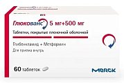 Купить глюкованс, таблетки, покрытые пленочной оболочкой, 500мг+5мг, 60 шт в Кстово