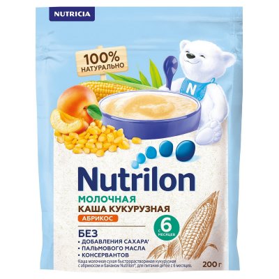 Купить nutrilon (нутрилон) каша молочная кукурузная с абрикосом с 6 месяцев, 200г в Кстово