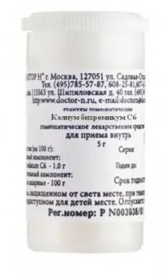 Купить калиум бихромикум с6 гомеопатический монокомпонентный препарат природного происхождения 5 гр гранулы гомеопатические в Кстово