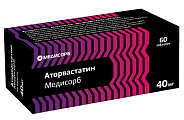 Купить аторвастатин медисорб, таблетки покрытые пленочной оболочкой 40 мг, 60 шт в Кстово