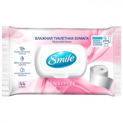 Купить smile sensitive влажная туалетная бумага, 44шт в Кстово