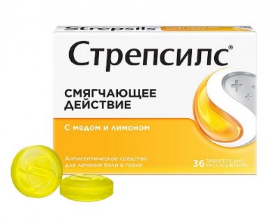 Купить стрепсилс с медом и лимоном, таблетки для рассасывания, медово-лимонные 36 шт в Кстово