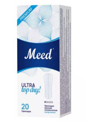 Купить meed ultra top dry (мид) прокладки ежедневные ультратонкие усеченные, 20 шт в Кстово