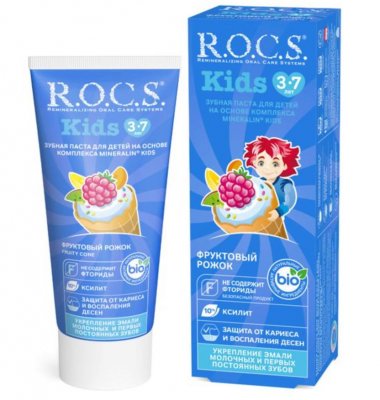 Купить рокс (r.o.c.s) зубная паста для детей фруктовый рожок без фтора, 45мл в Кстово