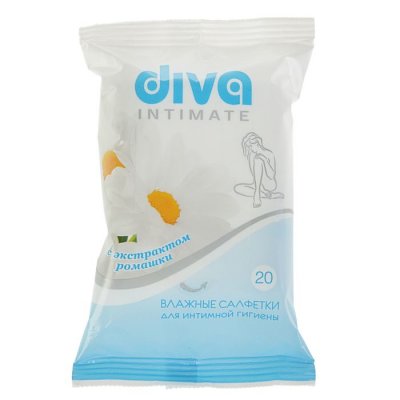 Купить diva (дива) салфетки влажные для для интимной гигиены с ромашкой, 20 шт в Кстово