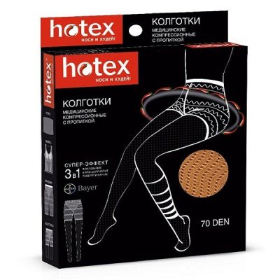 Купить хотекс (hotex) колготки с шортиками 70 ден, бежевые в Кстово