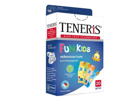 Купить пластырь teneris fun kids бактерицидный на полимерной основе с рисунком, 20 шт в Кстово