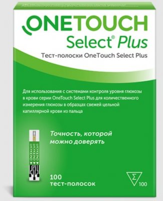 Купить тест-полоски onetouch select plus (уан тач селект плюс), 100 шт в Кстово