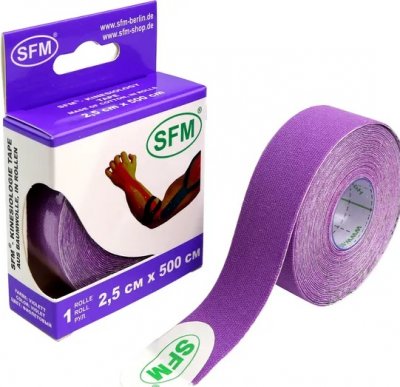 Купить лента (тейп) кинезиологическая sfm-plaster на хлопковой основе  2,5см х 5м фиолетовый в Кстово
