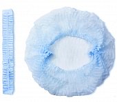 Купить шапочка-берет шарлотта нестерильная спанбонд плотность 8/м2, размер 52-62, длина 48см, голубая 125 шт в Кстово