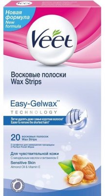 Купить вит (veet) восковые полоски для депиляции для чувствительной кожи easy gel-wax, 20 шт  в Кстово