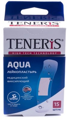 Купить пластырь teneris aqua (тенерис) водостойкий фиксирующий полимерная основа, 15 шт в Кстово