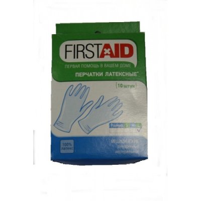 Купить перчатки first aid смотр. н/стер. латекс. опудр., m №10 в Кстово