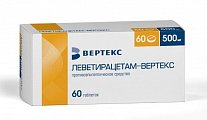 Купить леветирацетам-вертекс, таблетки покрытые пленочной оболочкой 500 мг, 60 шт в Кстово