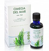 Купить омега-3 омега дель мар (omega dei mar) из морских водорослей, жидкость флакон 50мл бад в Кстово
