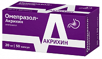 Купить омепразол-акрихин, капсулы кишечнорастворимые 20мг, 50 шт в Кстово
