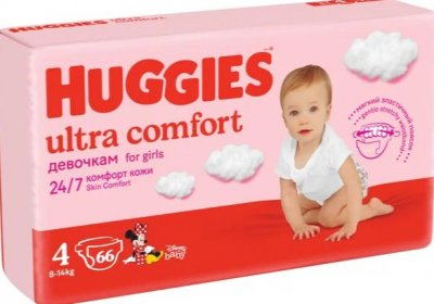 Купить huggies (хаггис) подгузники ультра комфорт для девочек 8-14кг 66 шт в Кстово