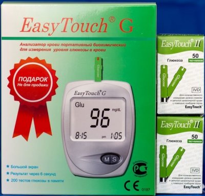 Купить тест-полоски easytouch (изи тач) глюкоза 100шт+глюкометр easytouch g (изи тач) в Кстово