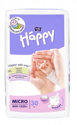 Купить bella baby happy (белла) подгузники для недоношенных детей размер микро 600-1200г, 30 шт в Кстово
