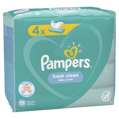Купить pampers baby fresh clean (памперс) салфетки влажные, 52шт (в комплекте 4 упаковки) в Кстово
