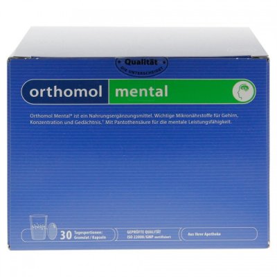 Купить orthomol mental (ортомол ментал), саше (порошок+капсулы 3шт), 30шт бад/на 30 дней в Кстово