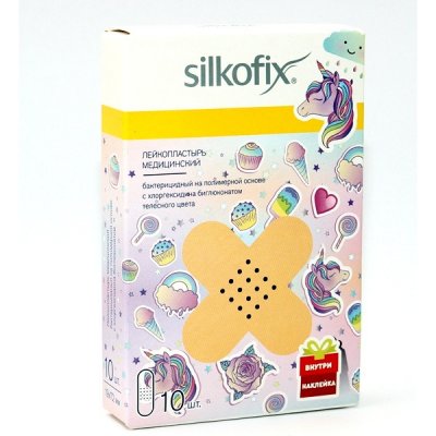 Купить silkofix (силкофикс) пластырь полимерная основа с хлоргексидином 1,9х7,2см, 10 шт единорог в Кстово