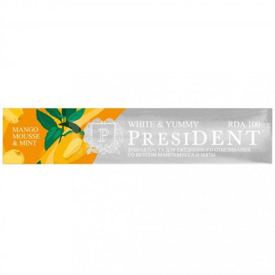 Купить президент (president) зубная паста white&yummy манго-мусс с мятой 75мл в Кстово