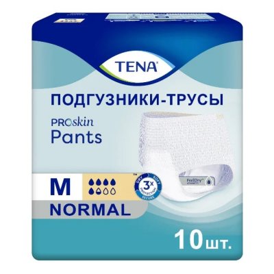 Купить tena (тена) подгузники-трусы, proskin pants normal размер м, 10 шт в Кстово