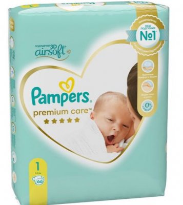 Купить pampers premium care (памперс) подгузники 1 для новорожденных 2-5кг, 66шт в Кстово