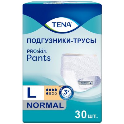 Купить tena proskin pants normal (тена) подгузники-трусы размер l, 30 шт в Кстово