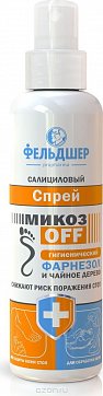 Фельдшер МикозOFF, спрей салициловый гигиенический Фарнезол и чайное дерево, 190мл