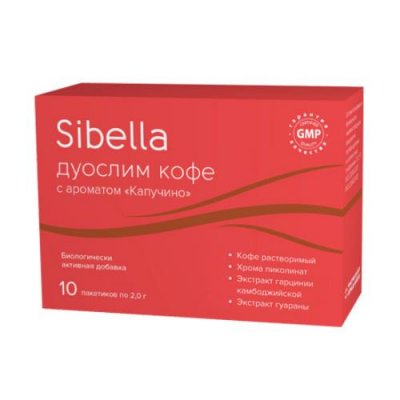 Купить sibella (сибелла) дуослим кофе с ароматом капучино, пакет-саше 2г, 10 шт бад в Кстово