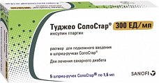 Купить туджео солостар, раствор для подкожного введения 300 ед/мл, картридж 1,5мл+шприц-ручка солостар, 5шт в Кстово