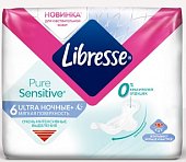 Купить libresse (либресс) прокладки ultra pure sensitive ночные+ 6 шт в Кстово