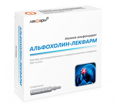 Купить альфохолин-лекфарм, раствор для внутривенного и внутримышечного введения 250мг/мл, ампулы 4мл, 5 шт  в Кстово