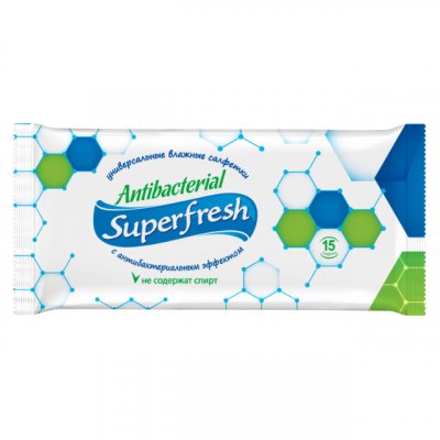 Купить superfresh (суперфреш) салфетки влажные антибактериальные 15шт в Кстово