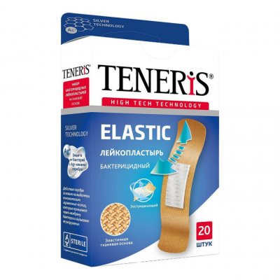 Купить пластырь teneris elastic (тенерис) бактерицидный ионы ag тканевая основа, 20 шт в Кстово