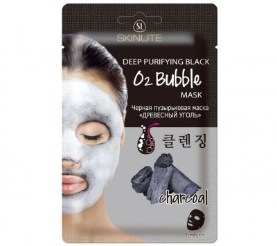 Купить skinlite (скинлайт) маска для лица черная пузырьковая древесный уголь, 20г в Кстово
