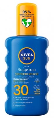 Купить nivea (нивея) sun спрей солнцезащитный защита и увлажнение, 200мл spf30 в Кстово