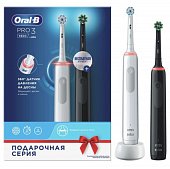 Купить oral-b (орал-би) электрическая зубная щетка 3772 с зарядным устройством 3757 белая+черная pro 3 d505.523.3н, 2шт. в Кстово