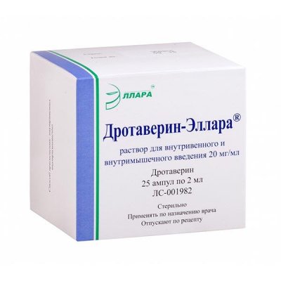 Купить дротаверин-эллара, раствор для внутривенного и внутримышечного введения 20мг/мл, ампулы 2мл, 25 шт в Кстово